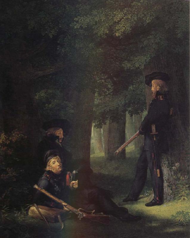 Georg Friedrich Kersting Theodor Korner,Friedrich Friesen and Heinrich Hartmann on Picket Duty China oil painting art